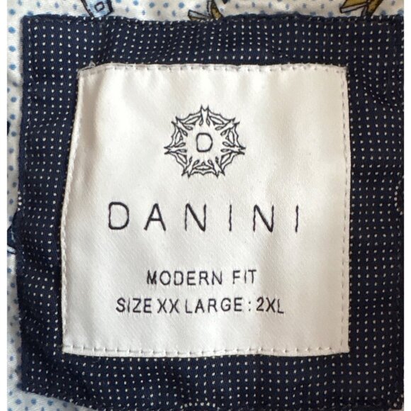 Danini Shirt Mens Modern Fit Navy Short Sleeve Button Up XX-Large 100% Cotton - Picture 4 of 8
